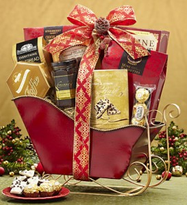Festive Holiday Sleigh Gift Basket