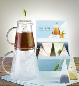 Steep hot tea and flash chill for a delicious glass of Tea Forte iced tea