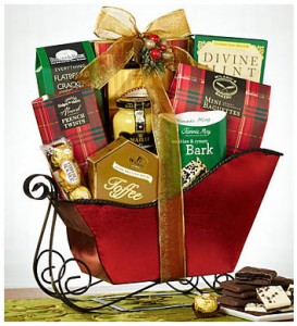 Festive Red Holiday Sleigh Gift Basket