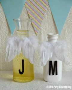 juice and milk angel carafes for a first birthday party